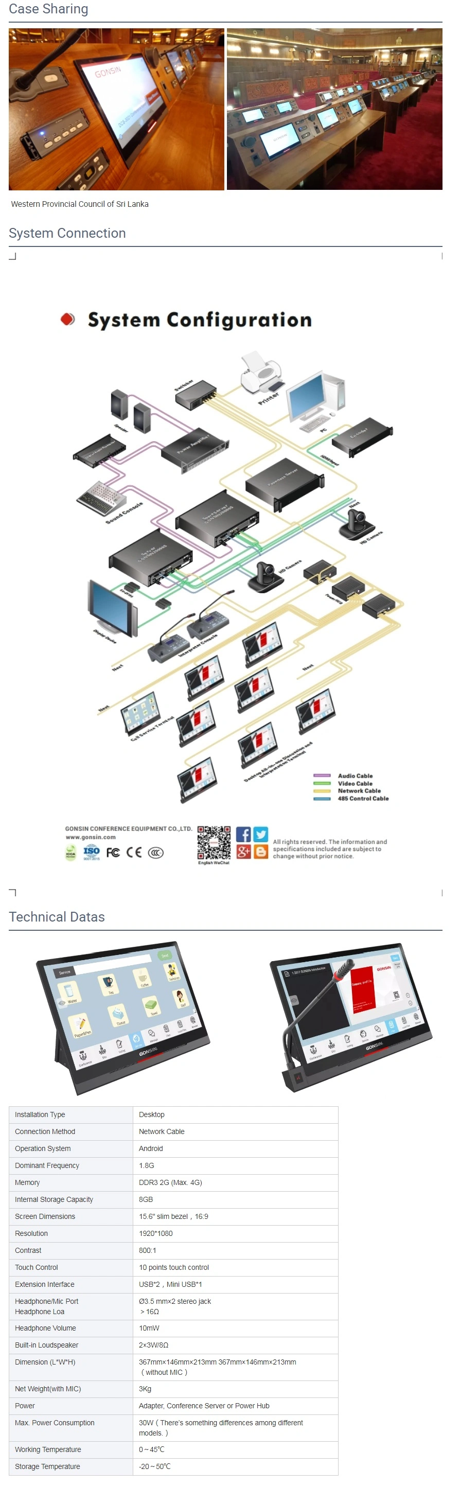 Digital Audio Touch Screen Paperless for Conference with Translation Discussion Microphone