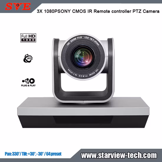 Telecamera per videoconferenza con telecomando IR 1080P Sony CMOS 3X Zoom USB 2.0 Yuy2 PTZ Visca IR